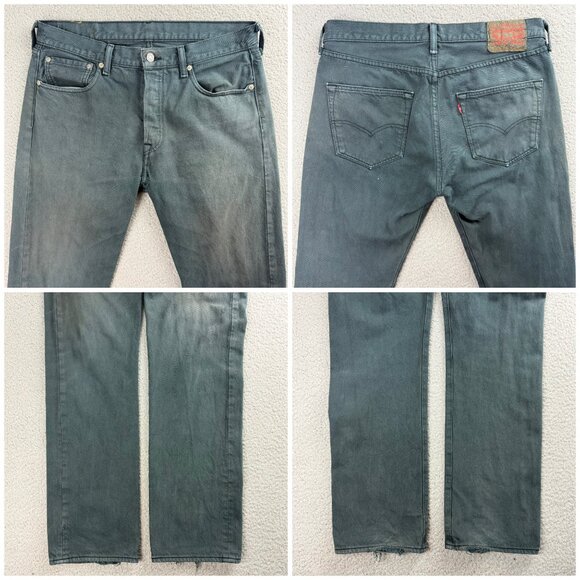 Levis 501 Jeans Men 32x30 Pant Grey Blue Straight Fit Button Fly Denim Vintage 1 - Picture 8 of 12